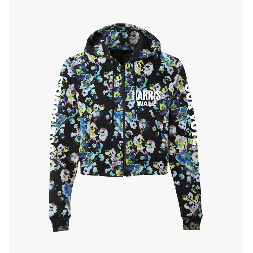 Ulla Johnson Designers for Democracy Harris Walz Floral Crop Hoodie